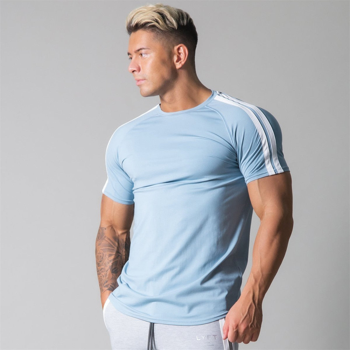 Gym Skinny T-shirt Men Cotton Casual Short Sleeve Shirt Male Bodybuilding Sport Tees Tops Summer Fitness Workout Clothing