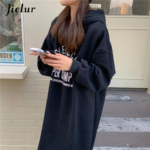 Load image into Gallery viewer, Black Long Sleeve Hooded Letter Print Sweatshirts Women Warm Gray Streetwear Hoodies Female Casual Sweatshirt Winter
