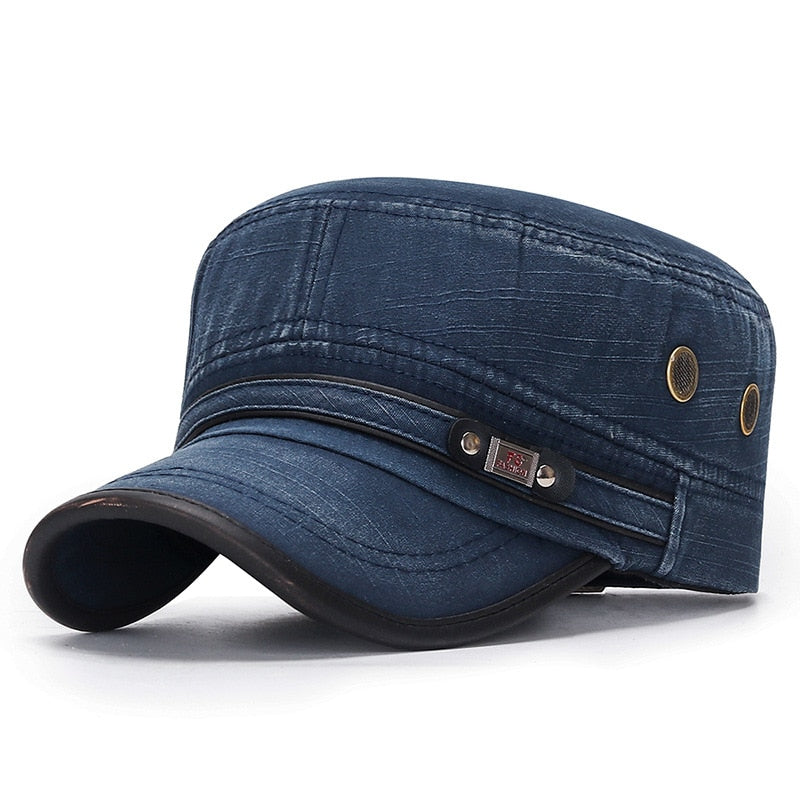 Men Military Hat Denim Cap Spring Summer Breathable Solid Flat Top Cotton Solid Sunhat Women Sports Vintage Cap Hip Hop Dad Hat