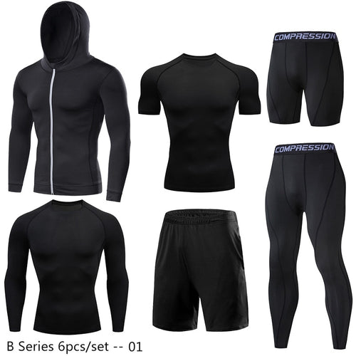 Load image into Gallery viewer, Dry Fit Men&#39;s Training Sportswear Set Gym Fitness Compression Sport Suit Jogging Tight Sports Wear Clothes 4XL5XL Oversized Male v2
