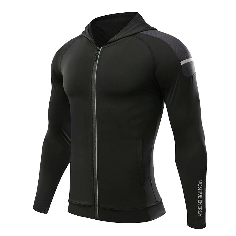 Gym Men's Running Hoodies Male Fitness Sport Jacket Workout Coat Sportswear Jogging Hooded Shirt Outdoor Sweatshirt