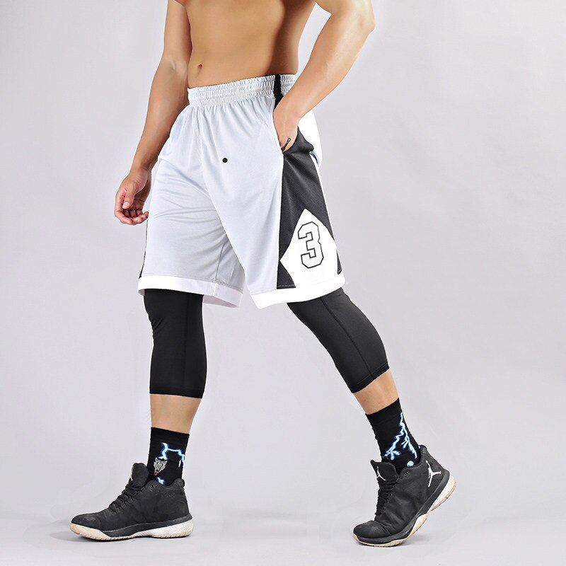 2pcs Set Men Running Compression Sport Pant Suit Basketball Jersey Sweatpants for Youngster Male Workout Elastic Leggings Shorts
