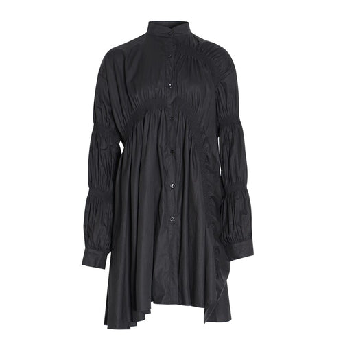 Load image into Gallery viewer, Puff Sleeve Shirt Dress Women Ruched Oversized Casual Dress Female Casual Fashion Clothing Big Size Spring
