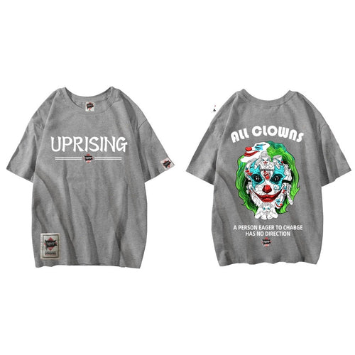 Load image into Gallery viewer, T Shirt Tops Fashion Classic All Hip Hop Print Short O-neck Fun and Games Unique Uprising Not Scary Slavering Fanged Clown T- -
