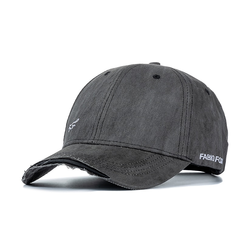 Unisex Vintage Hole Cap Cotton Hats For Men Fashion Fox Side Embroidery Baseball Cap Women Outdoor Streetwear Hat Cap