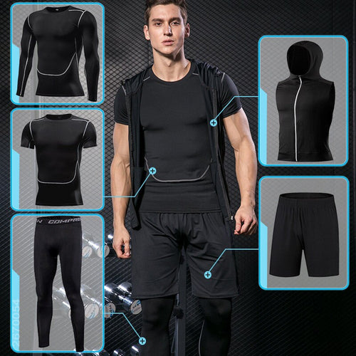 Load image into Gallery viewer, Men Running Compression Sportswear Suit Football Basketball Cycling Fitness Sport Tight Sweatshirt Clothing Set Outdoor Hoodies
