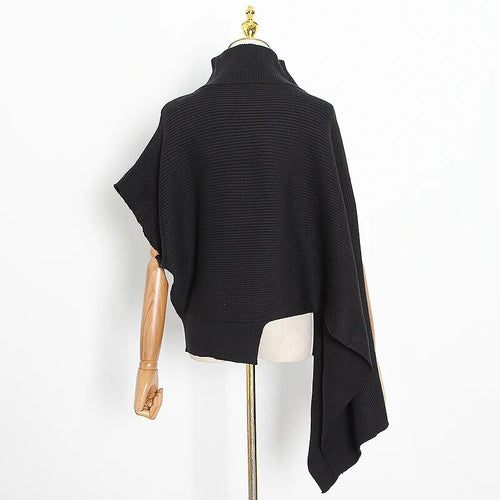 Load image into Gallery viewer, Asymmetrical Casual Women Sweater Turtleneck Irregular Sleeve Loose Oversized Pullovers Female Spring
