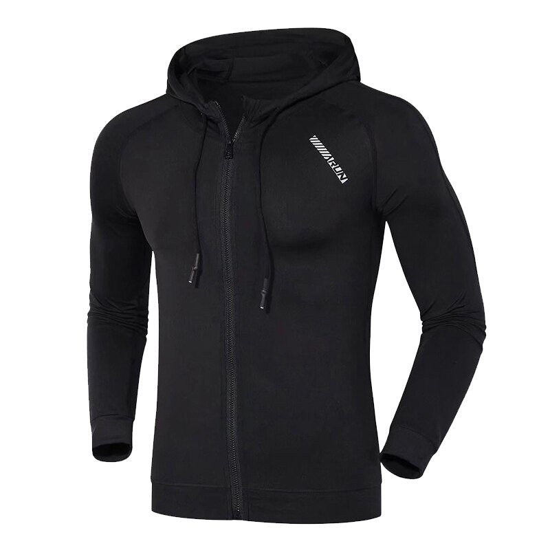 Gym Men's Running Hoodies Male Fitness Sport Jacket Workout Coat Sportswear Jogging Hooded Shirt Outdoor Sweatshirt