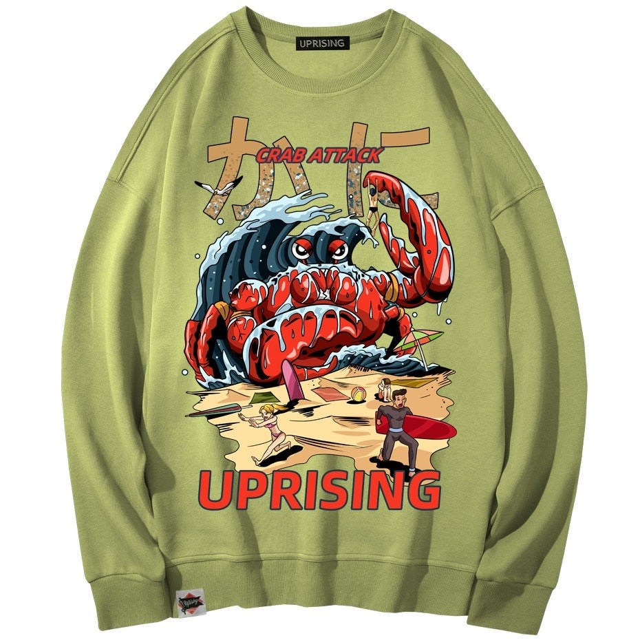 Crab Attack Long Sleeve Personality Street Original Brand Hip Hop Punk men Print plus size collor Hoodies, Sweatshirts