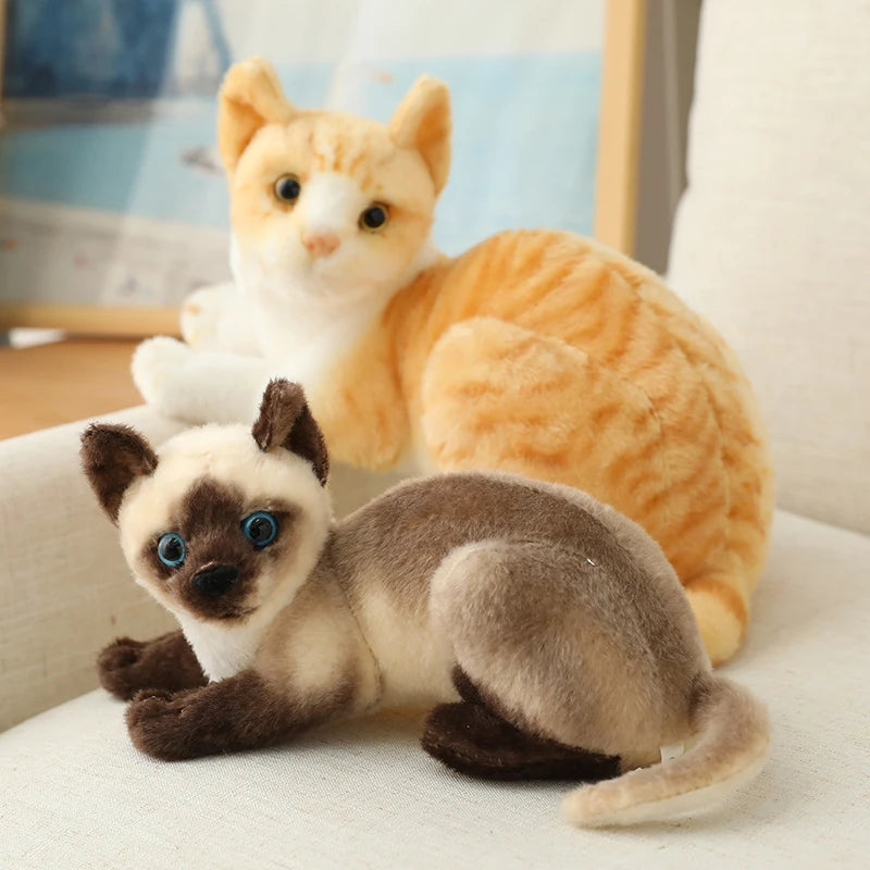 Simulation American Shorthair Cat Plush Stuffed lifelike Plush Siamese cat Animals Doll Toys For Children Pet Toy Decoration