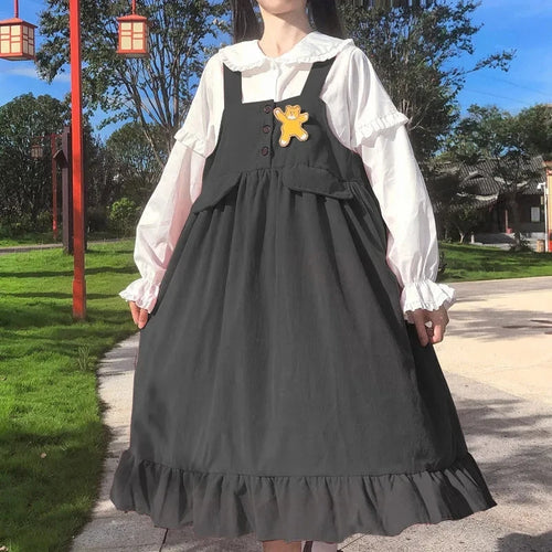 Load image into Gallery viewer, Corduroy Lolita Dress Kawaii Japanese Sweets Lolita Style Kawaii Cute Dress Women Autumn Dress Ruffles Patchwork
