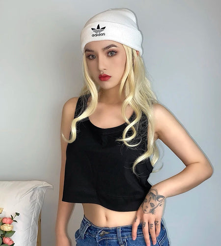 Casual Solid Ribbed Cropped Tank Top Women Fashion Loose White Summer Tops Vest Sleeveless Crop Top Clothes 2022 New