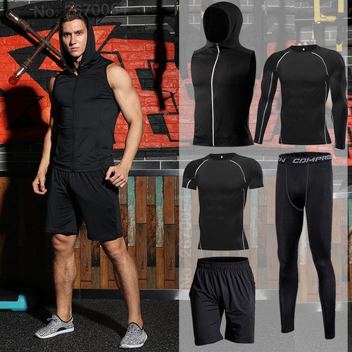 Load image into Gallery viewer, Men Running Compression Sportswear Suit Football Basketball Cycling Fitness Sport Tight Sweatshirt Clothing Set Outdoor Hoodies
