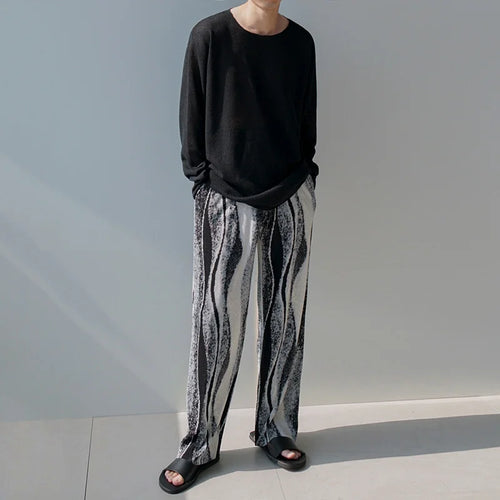 Load image into Gallery viewer, Korean Style Men&#39;s Pleated Straight Pants Chic Loose Casual Pants Elastic Waist Wide Leg Pants Autumn Summer Y6138
