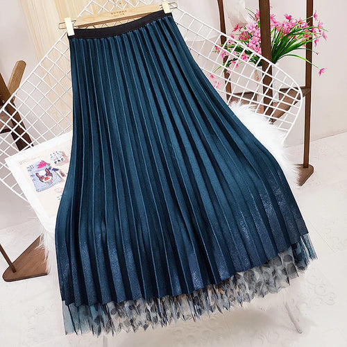 Load image into Gallery viewer, Womens Long Skirts Mesh High Waist Wear On Both Sides Jupe Longue Vintage Fashion A-line Female Tulle Skirt Party Medium Long
