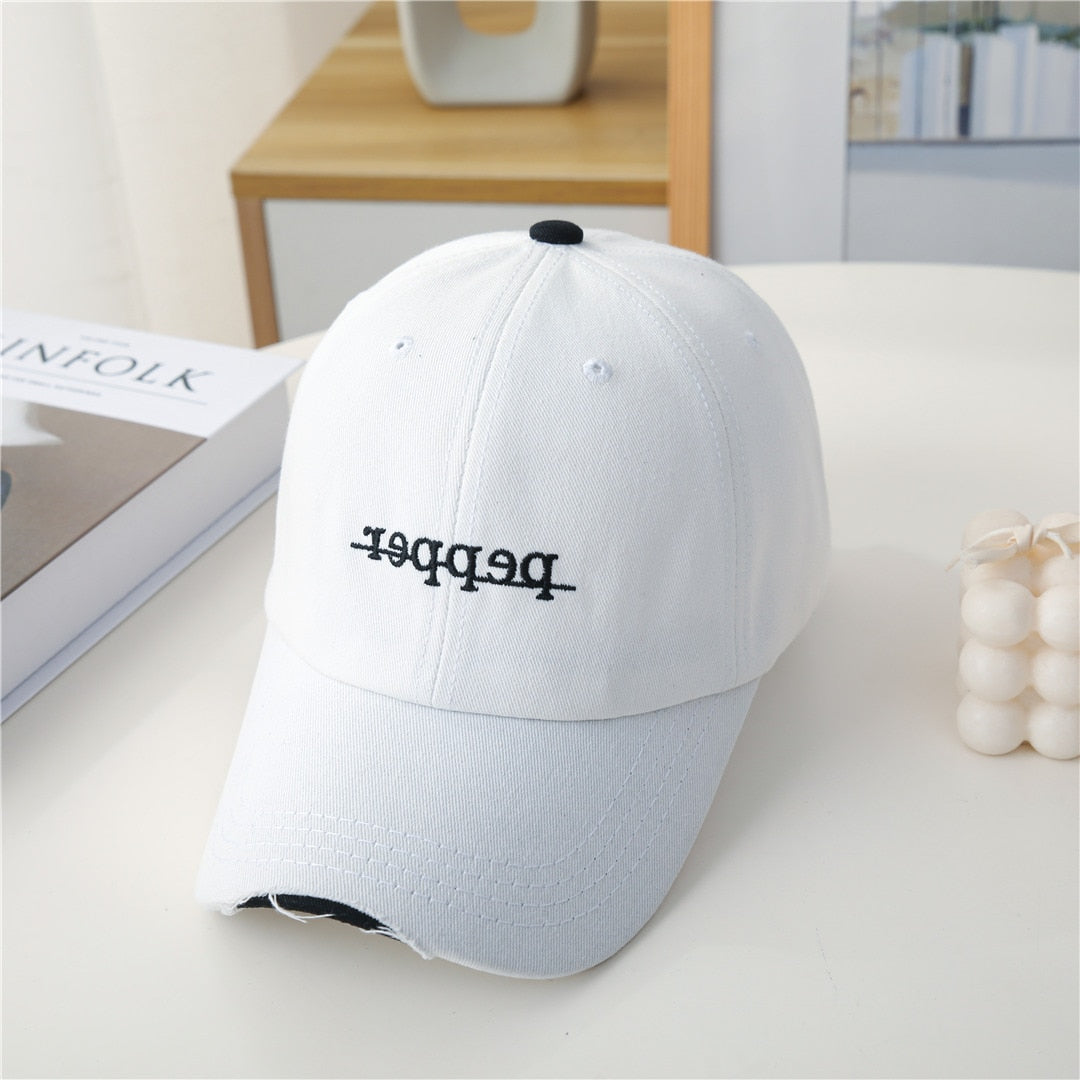 Fashion Women Baseball Cap Kpop Style Letter Embroidery Holes Cap For Women High Quality Female Streetwear Outdoor Hat