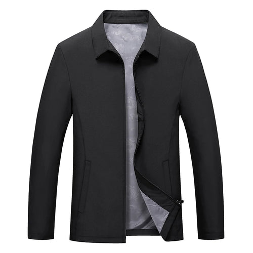Load image into Gallery viewer, Brand Business Men&#39;s Jacket Casual Coats Turn down Collar Zipper Simple Middle-Aged Elderly Men Dad clothes Office Outerwear men
