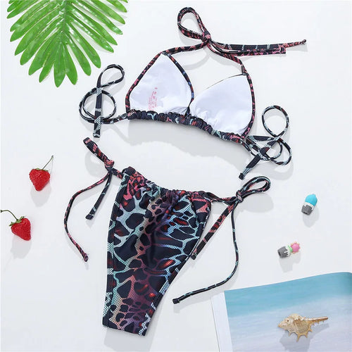 Load image into Gallery viewer, Three pieces Bikini 2023 Halter Swimsuit for Women Swimwear with Cover Ups Bandage Brazilian Bikini Bathing Suit
