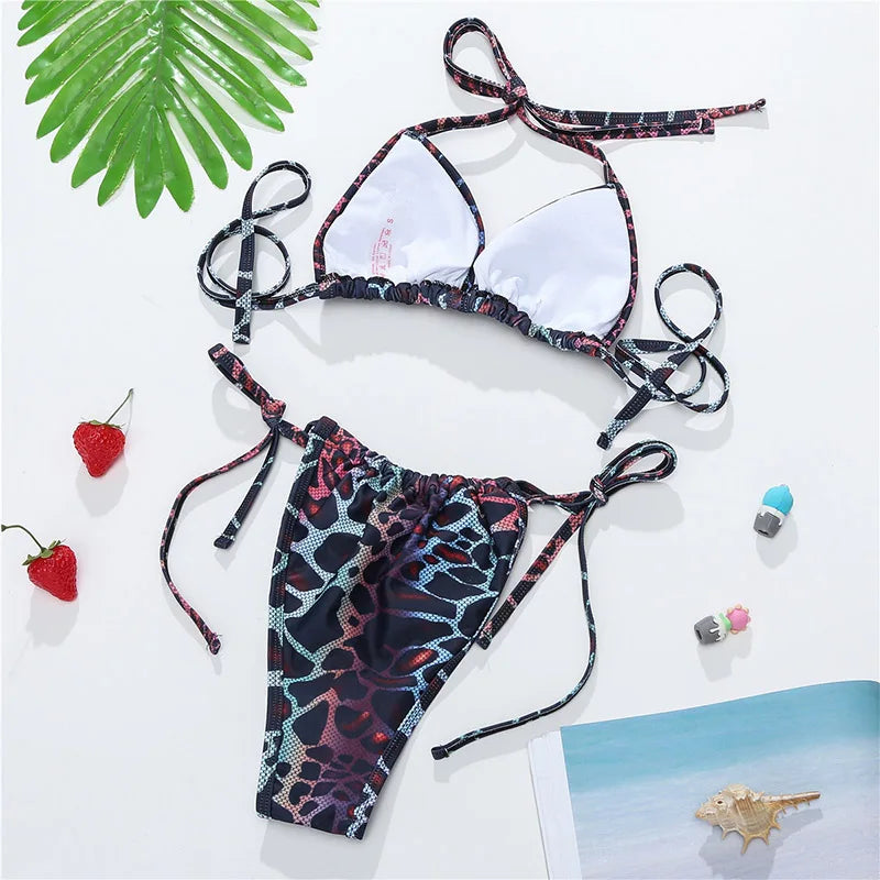 Three pieces Bikini 2023 Halter Swimsuit for Women Swimwear with Cover Ups Bandage Brazilian Bikini Bathing Suit