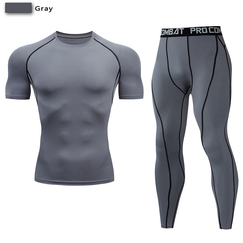 Men's Compression Sport Suit Quick Dry Running Set Clothing Sports Outdoor Joggers Training Gym Fitness Tracksuit Sportswear Kit