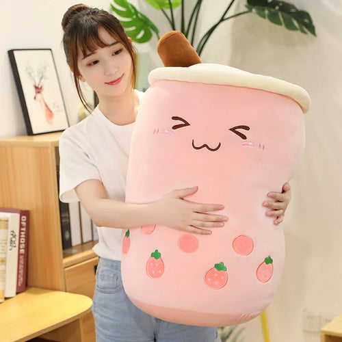 Load image into Gallery viewer, Cute Brinquedos Funny Drink Gifts for Kids Birthday Stuffed green&amp; pink Cushion Cartoon Bubble Tea cup Shaped Pillow Plush Toys
