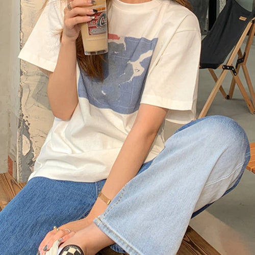 Load image into Gallery viewer, White Women T-shirts New Preppy Style Loose Printed Short-sleeved T Shirt Harajuku All-match Tees Casual Summer Tops M-XL
