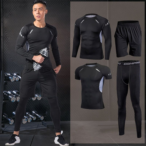 Load image into Gallery viewer, Men&#39;s Tracksuit Sport Suit Gym Fitness Compression Sports Clothing Outdoor Running Set Training Jogging Tight Sportwear Dry Fit
