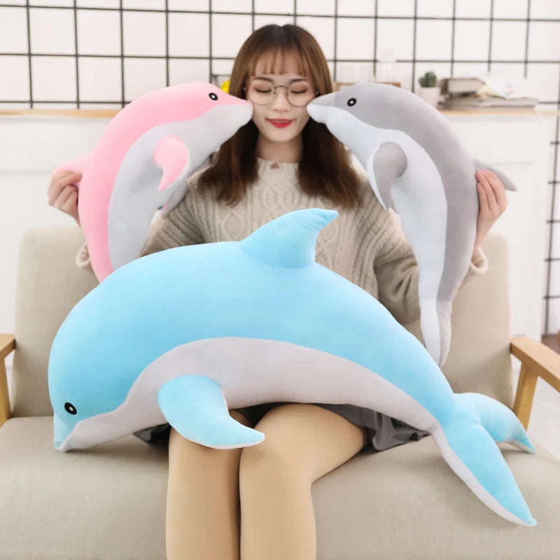 Low Price 30cm Kawaii Dolphin Plush Doll Stuffed Down Cotton Anima Nap Pillow Creative Kids Toy Christmas Gift for Girls