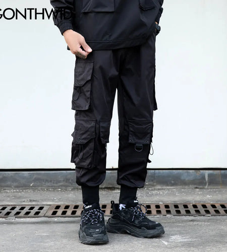 Pants Streetwear Hip Hop Multi-Pockets Casual Cargo Harem Joggers Pants Mens Fashion Loose Baggy Punk Military Trousers