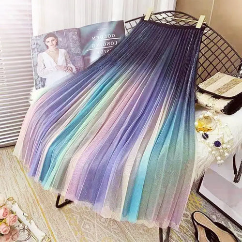 Load image into Gallery viewer, Elastic High Waist Meshtutu Skirt 2021 Summer Hot Selling Fashiontulle Skirts Womens Midi Pleated Skirts Colour Tulle Skirt
