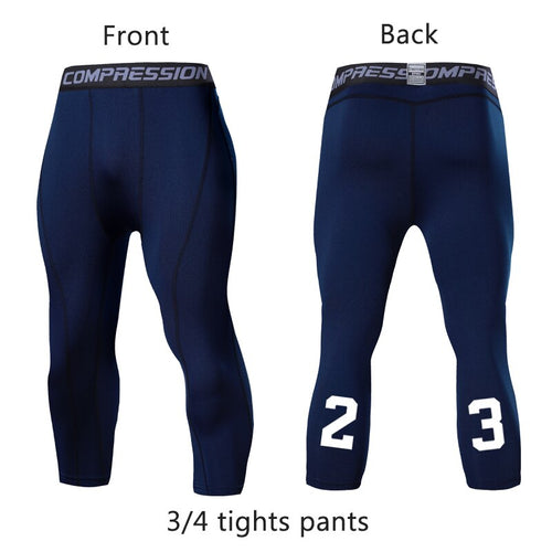 Load image into Gallery viewer, Men&#39;s Sports 3/4 Cropped Pants Gym Running Leggings Male Joggings Elastic Compressions Sweatpant Football Basketball Trousers
