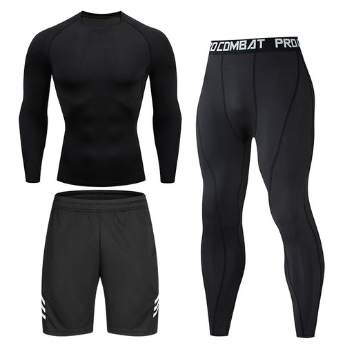 Load image into Gallery viewer, Tight Sportswear Men&#39;s Compression Sport Clothing Suit Gym Leggings Tshirt Rashguard MMA Male Shirts Fitness Sweatshirt Sets
