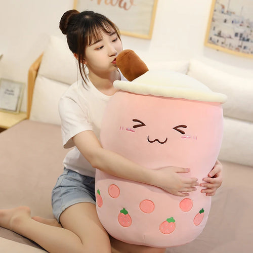 Load image into Gallery viewer, 1pc 25cm cartoon bubble tea cup shaped pillow real-life stuffed soft back cushion funny food gifts for kids girlfriend birthday
