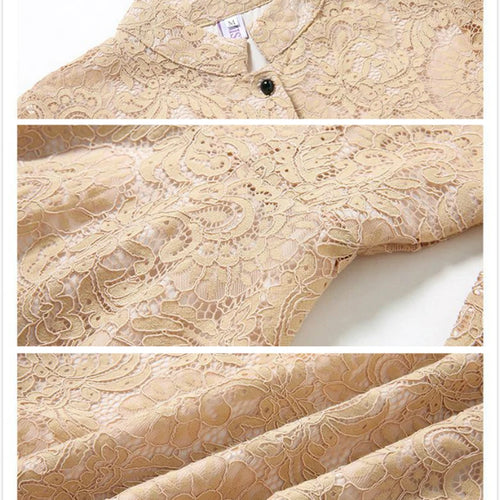 Load image into Gallery viewer, Spring Autumn Lace Long Dress Women Stand Neck Long Sleeve Slim Office Work Dress Female Elegant Party Dresses
