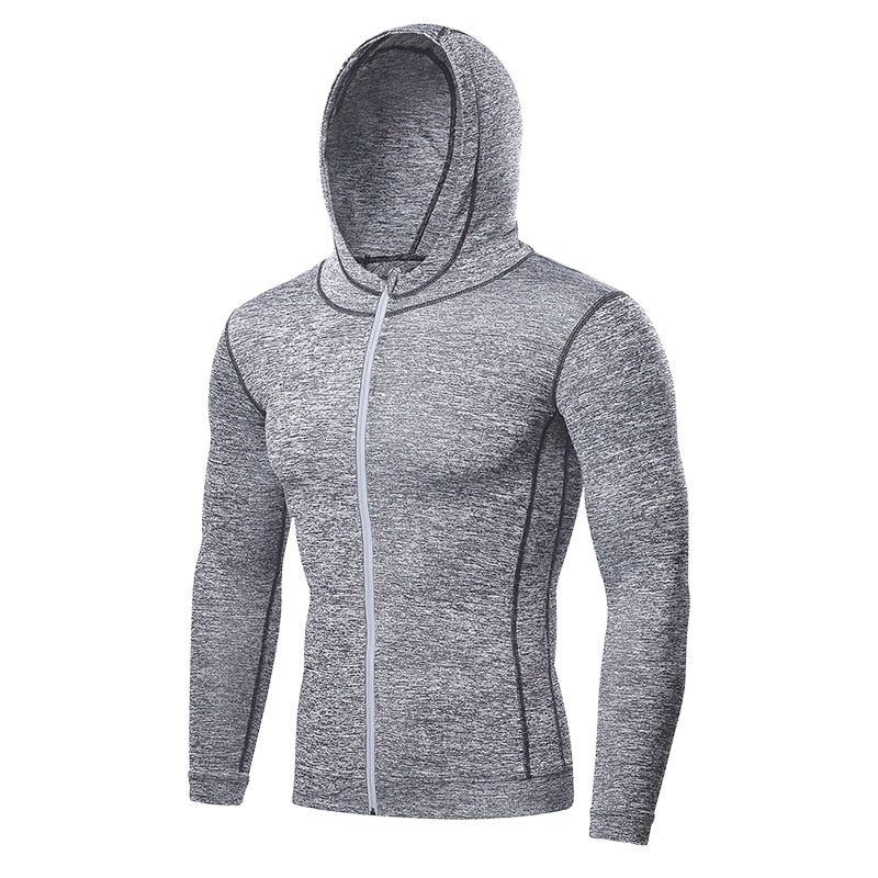 Hooded Fitness Sport Jacket Men Quick Dry Running Coat Zipper Hoody Sweatshirt Sportswear Gym Hoodies Training Clothing