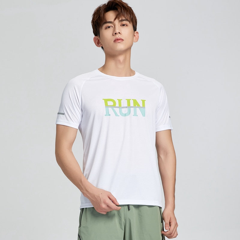 Men Running T-Shirts Clothes Quick Dry Breathable Wicking Rash Guard Gym Fitness Workout Jogging Short Sleeve Tops