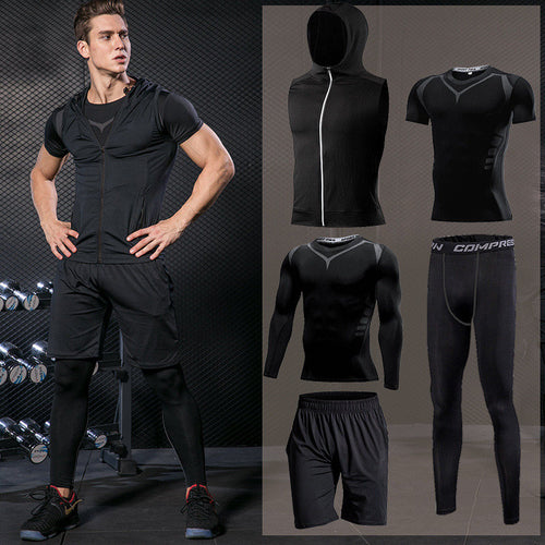 Load image into Gallery viewer, Men Running Compression Sportswear Suit Football Basketball Cycling Fitness Sport Tight Sweatshirt Clothing Set Outdoor Hoodies
