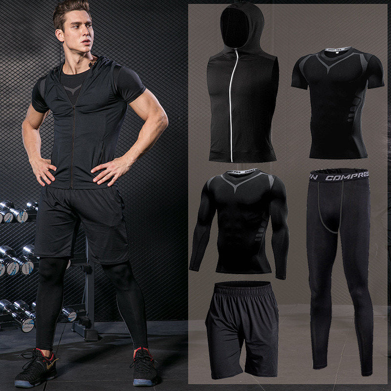 Men Running Compression Sportswear Suit Football Basketball Cycling Fitness Sport Tight Sweatshirt Clothing Set Outdoor Hoodies