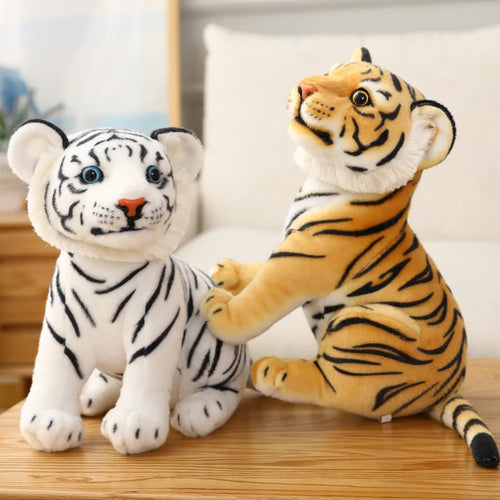 Load image into Gallery viewer, 1pc 23/27/33CM High Quality Kawaii Squatting Tiger Plush Toy Simulation Tiger Soft Doll Christmas Birthday Gifts for Children
