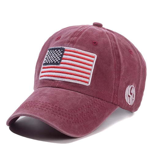 Load image into Gallery viewer, Unisex Washed Cotton Vintage Cap High Quality American Flag Embroidery Baseball Cap Men And Women Outdoor Sports USA Hats
