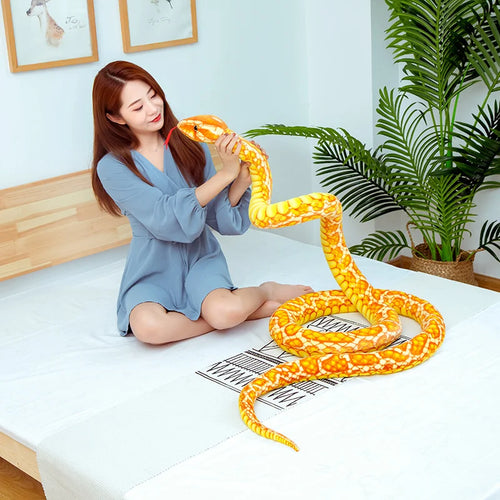 Load image into Gallery viewer, 3m Simulation Soft Plush toys Giant Yellow Snake animals python Cloth Toy Stuffed Dolls Bithday Christmas Gifts For baby Kids
