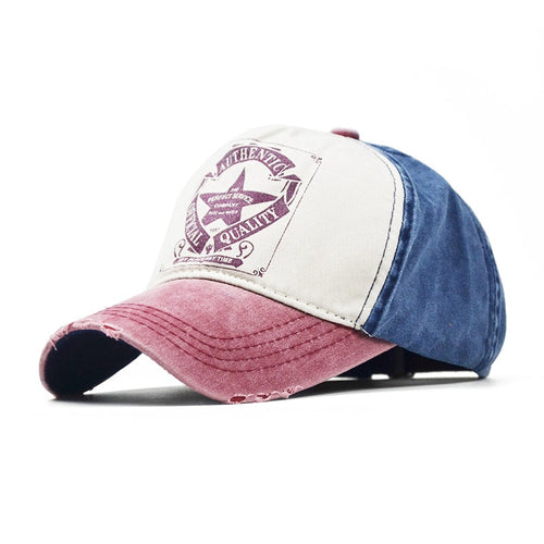 Load image into Gallery viewer, Patchwork Baseball Cap Women Summer Denim Hats Men Spring Printed Baseball Hats Cotton Outdoor Vintage Hole Visor Casual Cap
