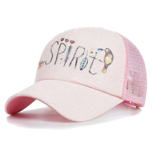 Load image into Gallery viewer, Fashion Women&#39;s Summer Hat Floral Bird Spirit Letter Print Baseball Cap Female Outdoor Adjustable Streetwear Trucker Hat
