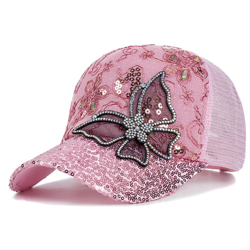 Load image into Gallery viewer, Fashion Women&#39;s Cap Butterfly Flower Pendant Baseball Cap Female Outdoor Adjustable Streetwear Summer Trucker Hat
