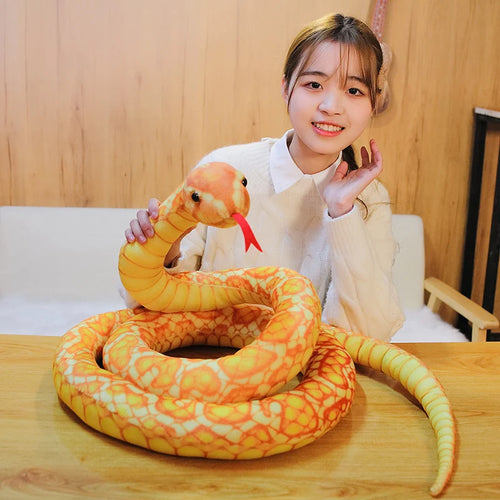 Load image into Gallery viewer, 1pc 110/200cm Simulation Cobra and Python Snake Plush Toy Soft Stuffed Zodiac Dolls Funny Gift for Children Kids Party Toys
