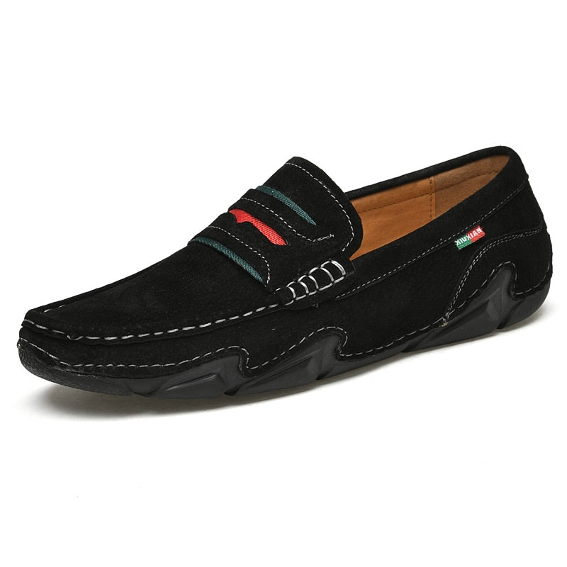 Suede Men Loafers Luxury Brand Italian Designer Men Casual Shoes Comfortable Slip-on Moccasins Men Genuine Leather Driving Shoes