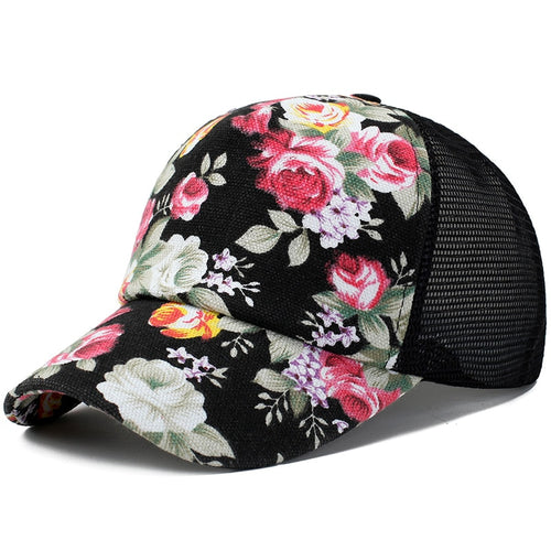 Load image into Gallery viewer, Summer women floral print Baseball Caps  Breathable Mesh sun hat  fashion Snapback Hats Cap Female
