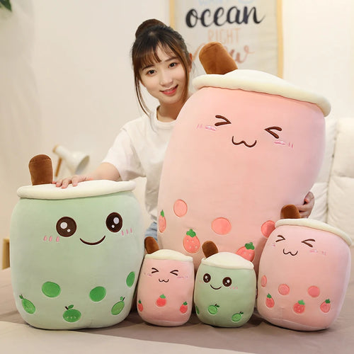 Load image into Gallery viewer, 1pc 25cm cartoon bubble tea cup shaped pillow real-life stuffed soft back cushion funny food gifts for kids girlfriend birthday
