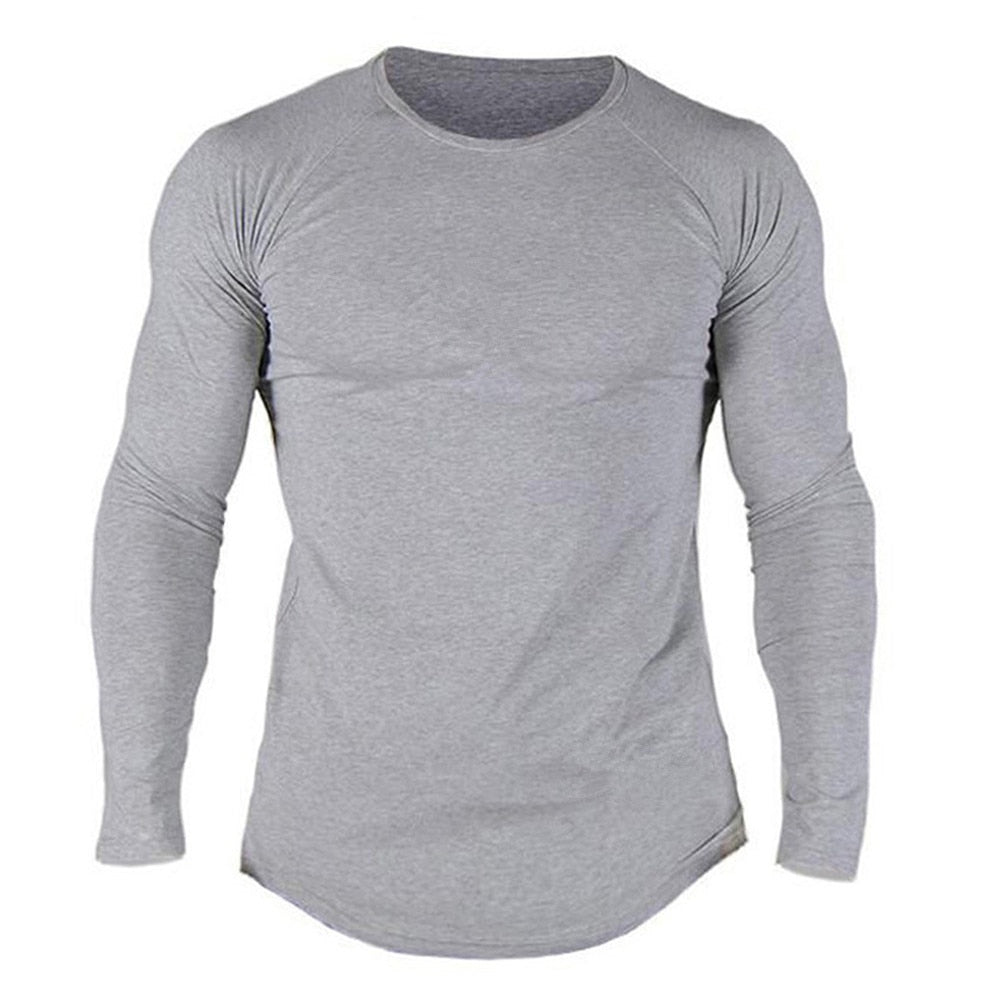 Gym Fitness T-shirt Men Casual Long Sleeve Cotton Shirt Male Camouflage Tee Tops Autumn Running Sport Workout Clothes Apparel