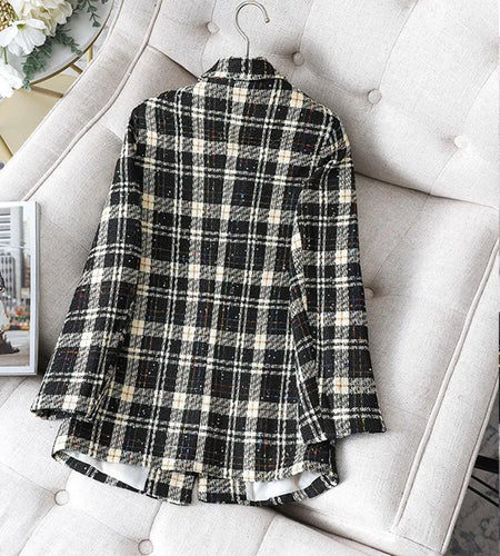 Stylish Jacket Coat Formal Blazers Lady Office Work Suit Manual Sequins Jackets Slim Plaid Outerwear Women Elegant Blazer Female